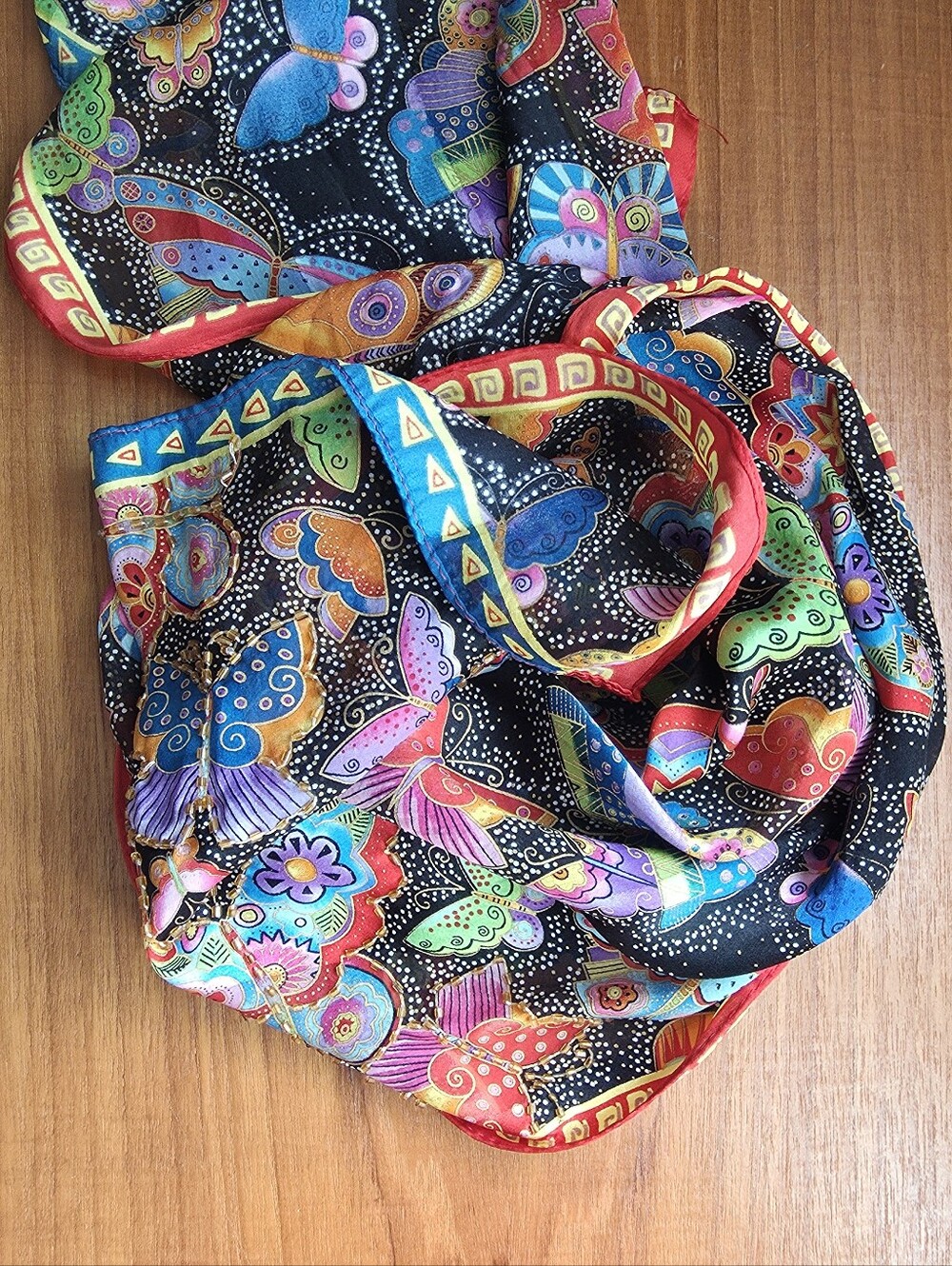 Beautiful Laurel Burch vintage Scarf, Vintage Silk Scarf, Butterfly Wrap